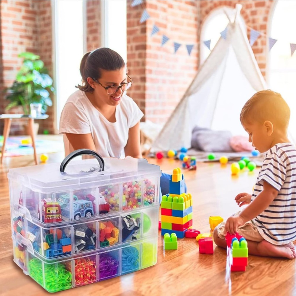 Storage Box for Lego, Stackable Storage Organizer with 30 Compartments for Le...