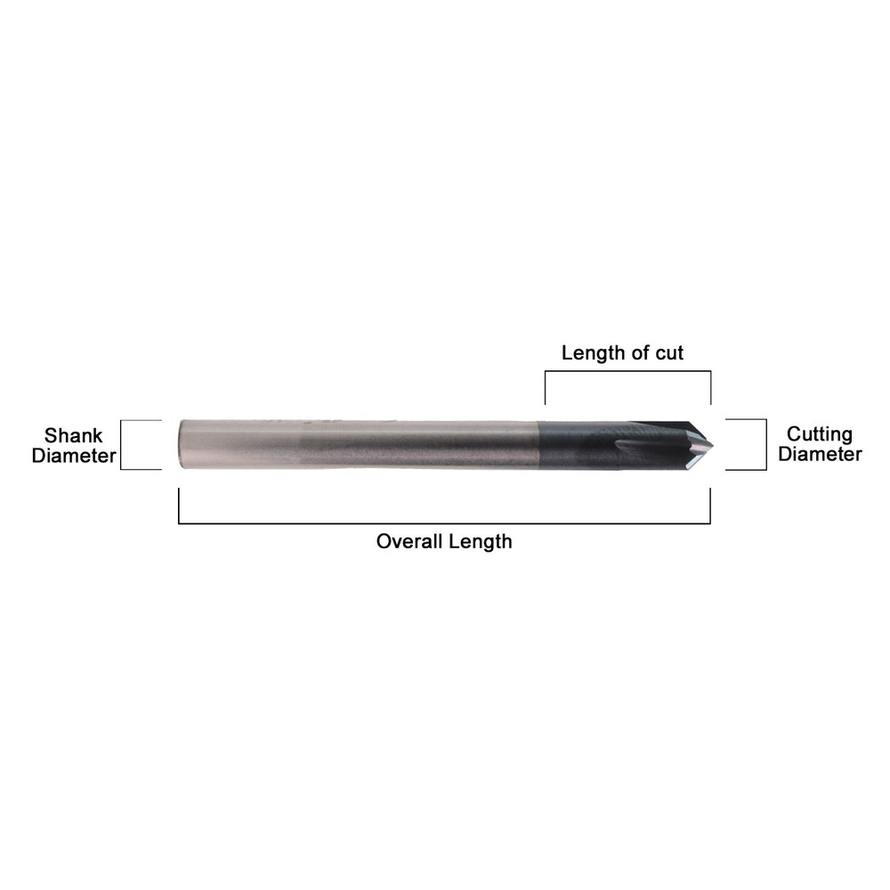 5 PCS 3/16" 4 FLUTE 90 DEGREE CARBIDE CHAMFER MILL- Single End