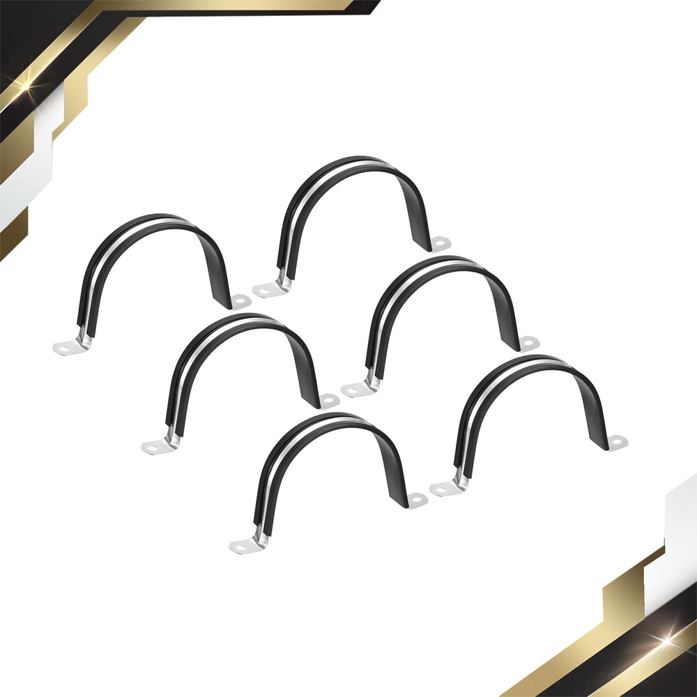 6 Set 3" Cable Clamp U Shape Stainless Steel Rubber Cushioned Pipe Strap