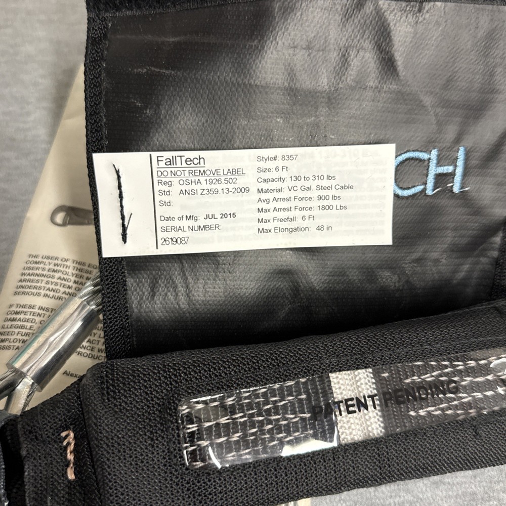 Falltech 8357 6' ViewPack Coated Cable Energy Absorbing Lanyard