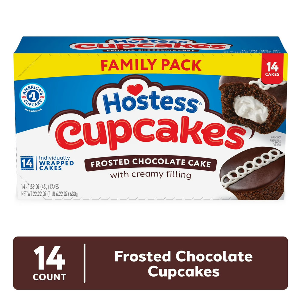 Hostess Cupcakes, Chocolate Snack Cakes, 22.22 oz Box (14 Count)