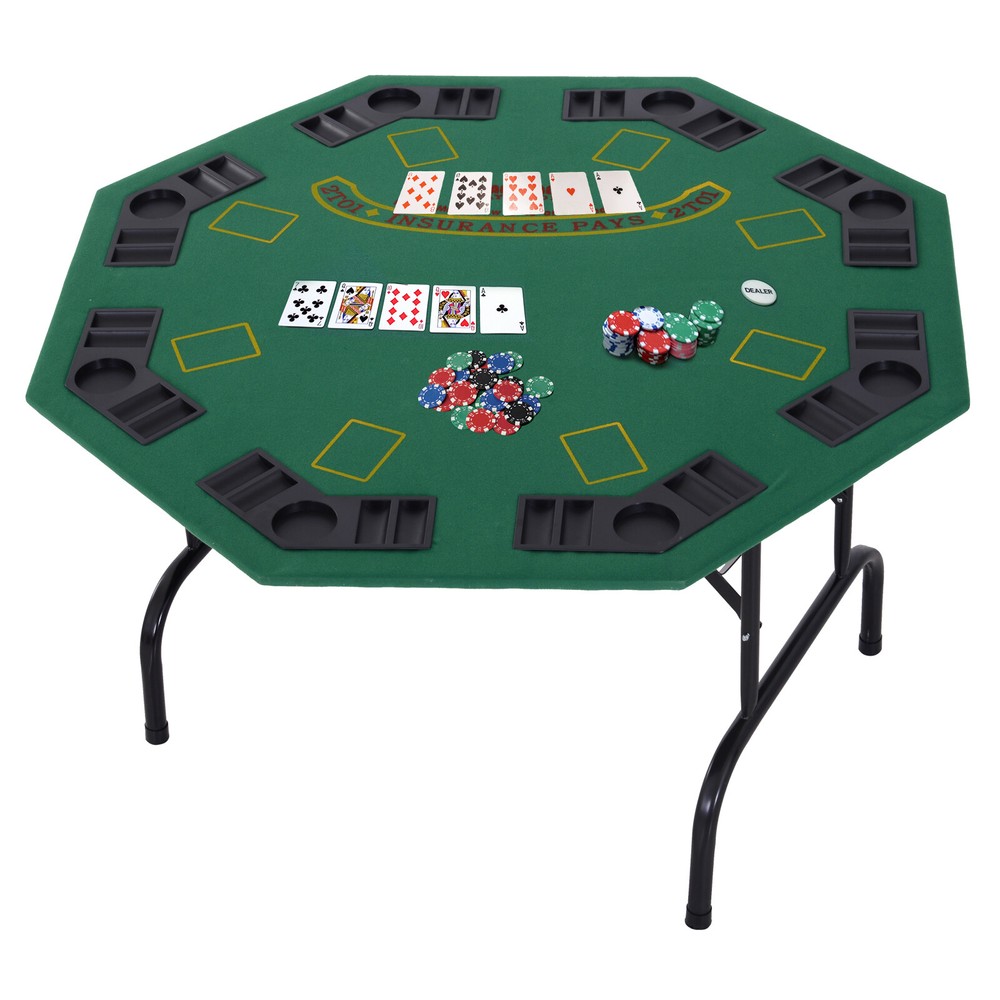 47.25" 8 Player Octagon Folding Poker Table with Cup Holders