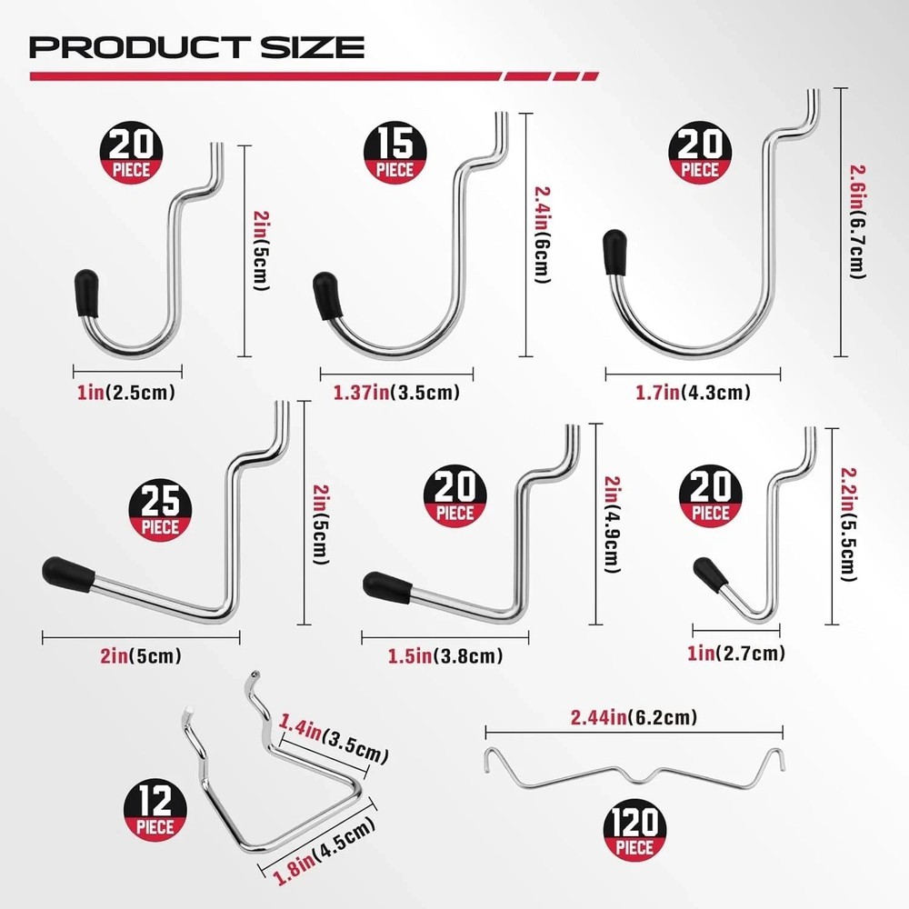 300-Piece Pegboard Hook Set, Pegboard Organizer Accessories for Hanging, Durable