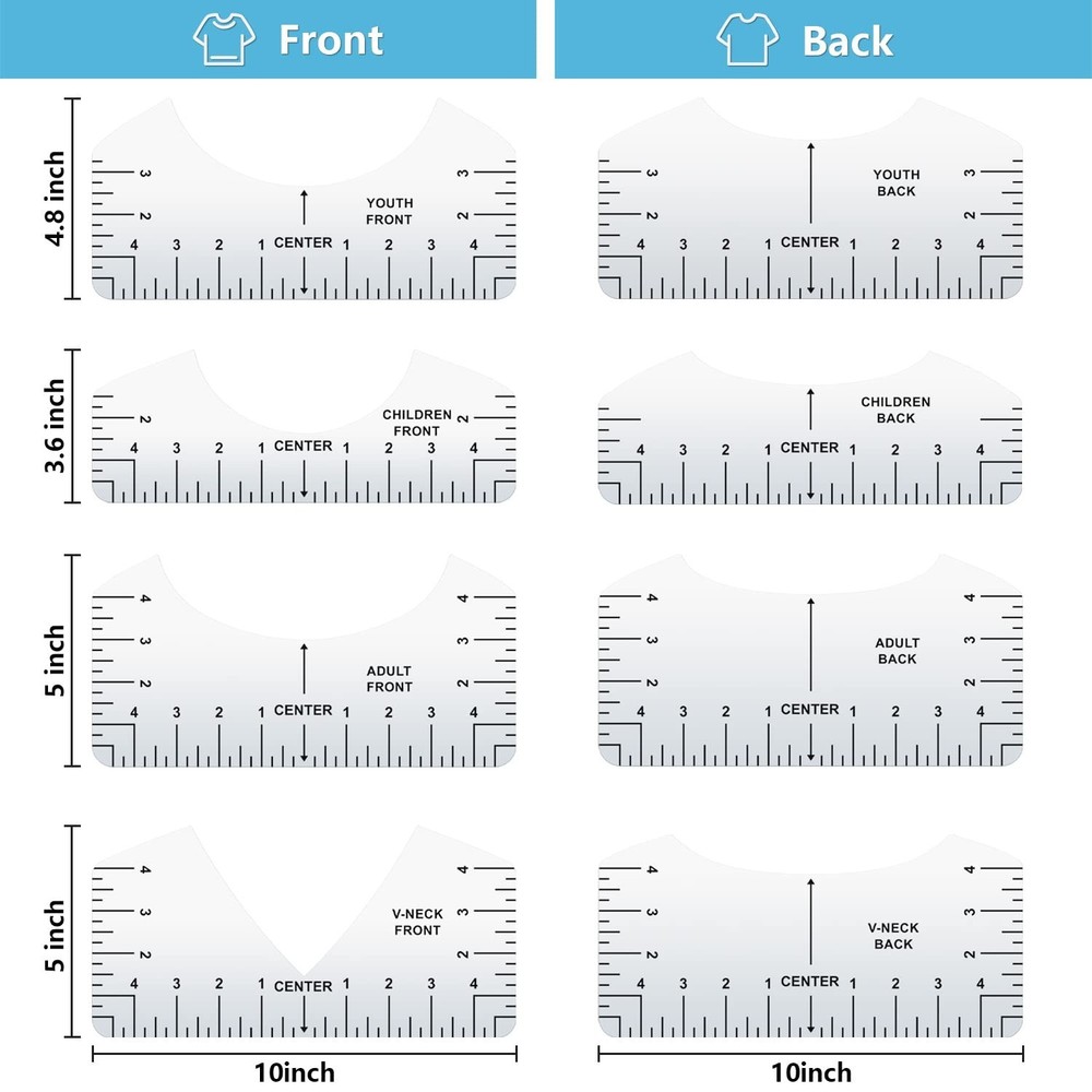 Tshirt Ruler Guide for Vinyl Alignment- OURJOY 13Pcs Alignment Tool to Center...
