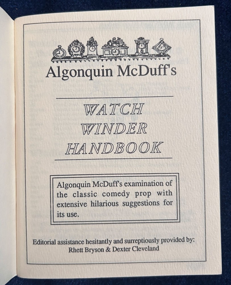 Watch Winder Handbook (Algonquin McDuff) -1992