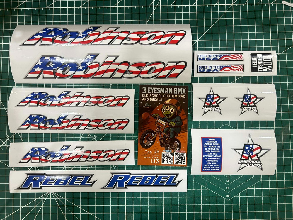 Robinson rebel  bmx sticker decals on clear