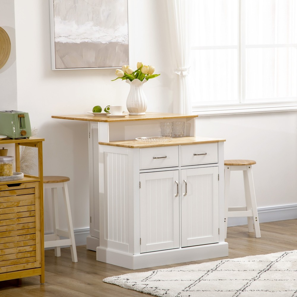 Kitchen Island Sideboard Buffet with Storage Shelves 2-Layer Countertop Drawers
