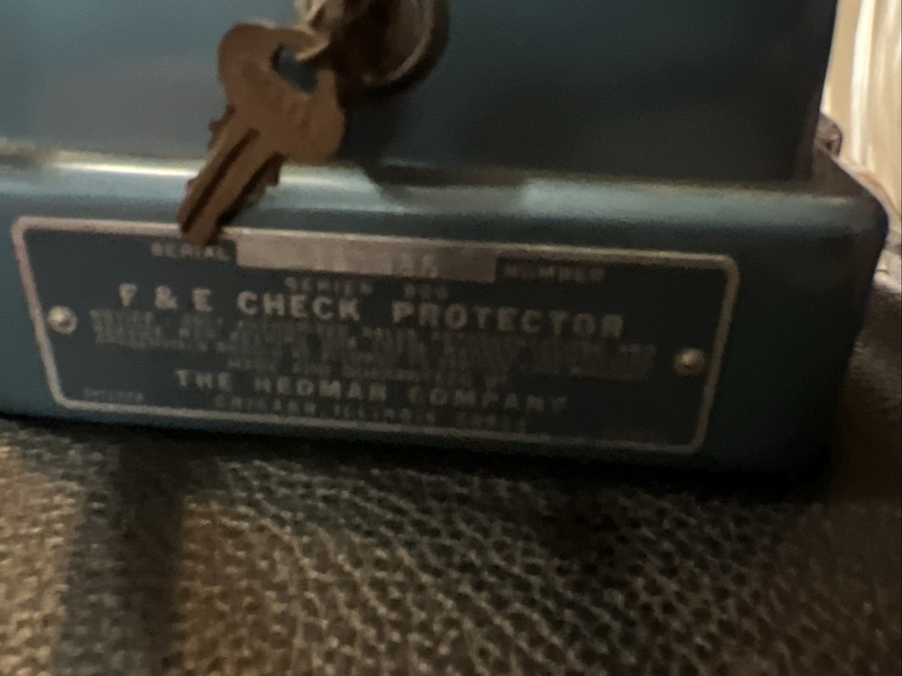 Vintage F & E Check Protector Made By Hedman Company