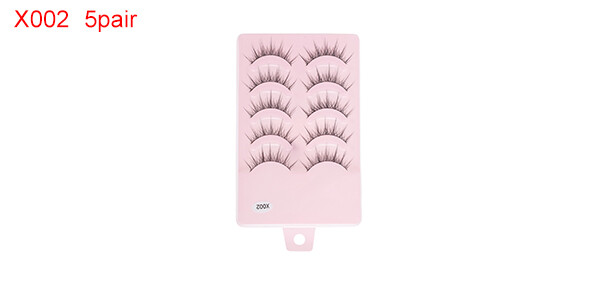 Natural False Eyelashes for Makeup Black X002 5 Pair
