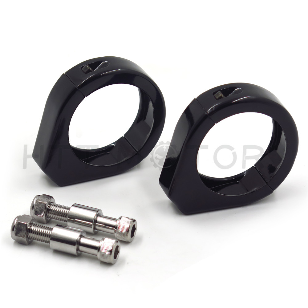 2x 49mm Turn Signal Indicator Light Relocation Fork Clamp For Harley-Davidson