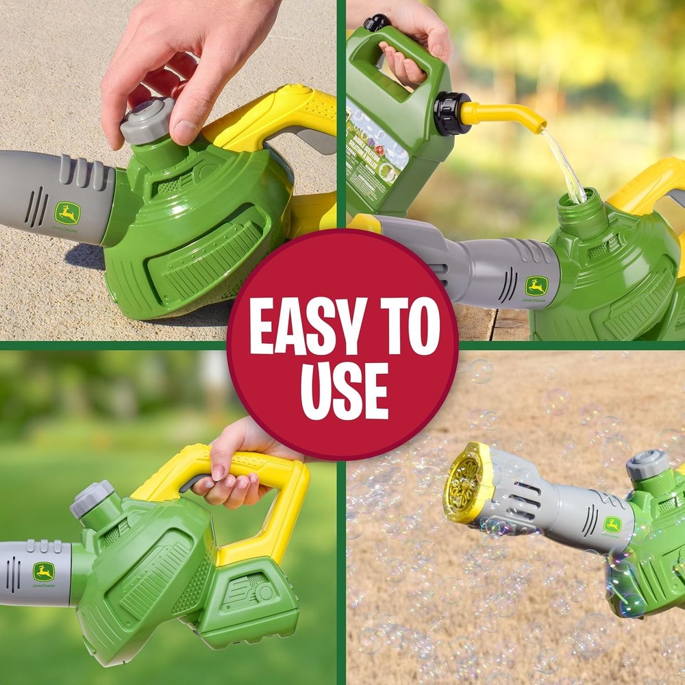 John Deere Bubble Leaf Blower Toy for Kids Includes 24oz Refill Gas...