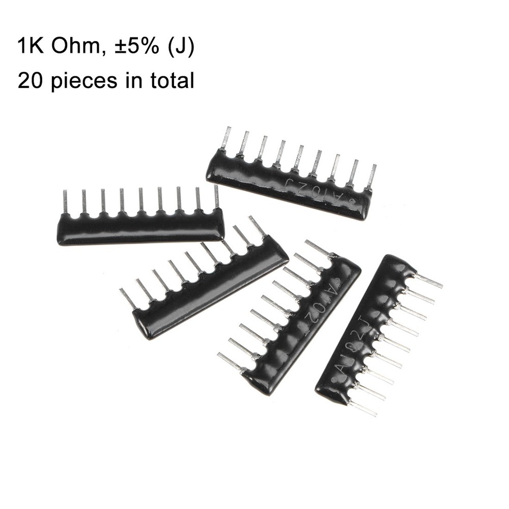 1K Ohm Resistor Network 1/8W SIP-9 Array 2.54mm Bussed Type 5% Tolerance 20pcs