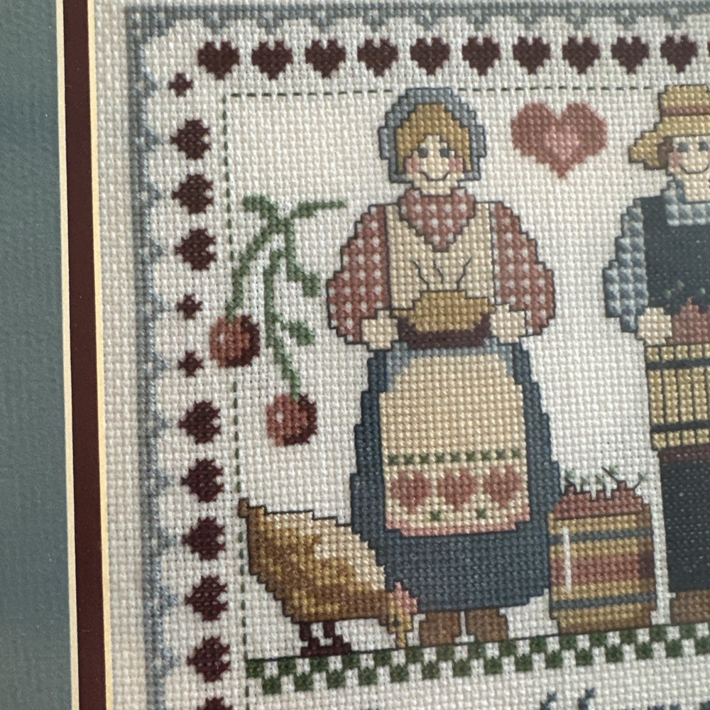 Country Kitchen Cross-stitch Needlepoint Framed and Matted