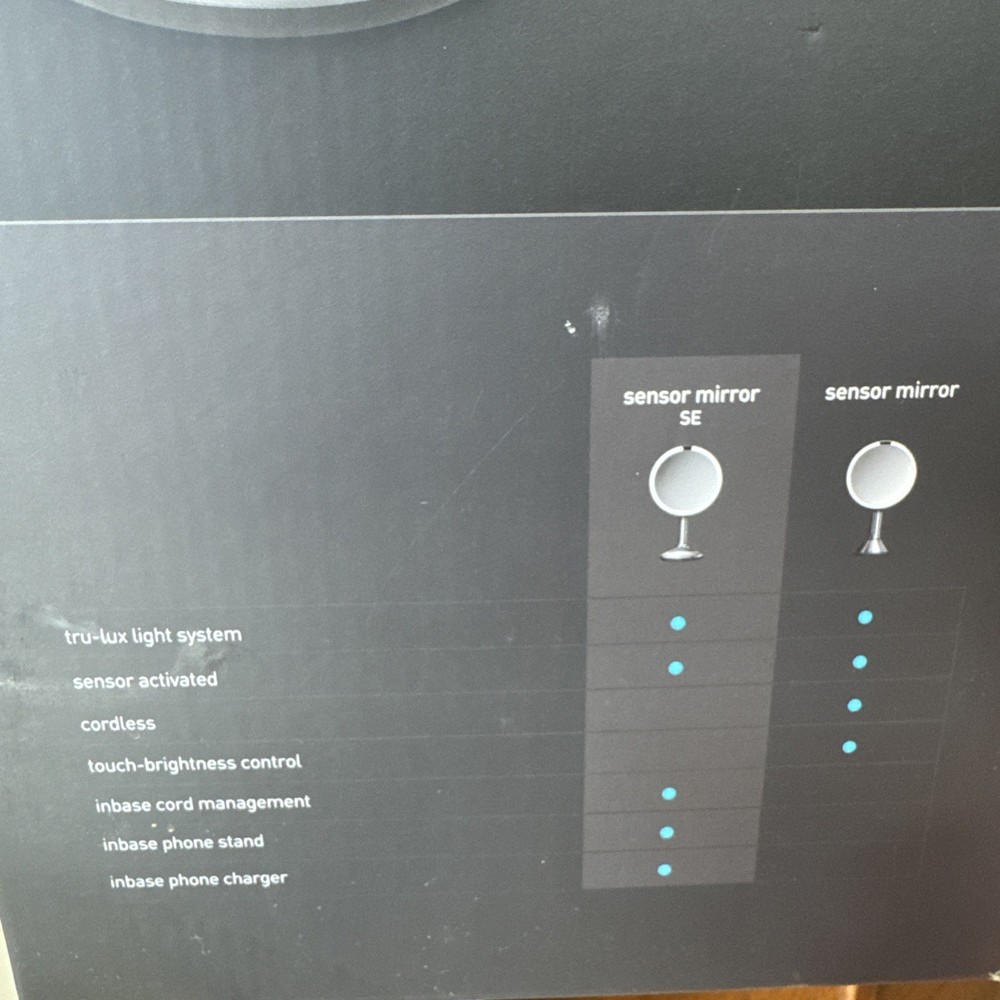 Simplehuman Tabletop 8" Round Sensor Mirror SE Touch-Control Brightness 5X