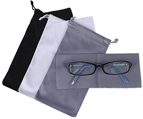 Mini Skater 3 Pack Sunglasses Pouch with Cleaning Cloth Drawstring Microfiber