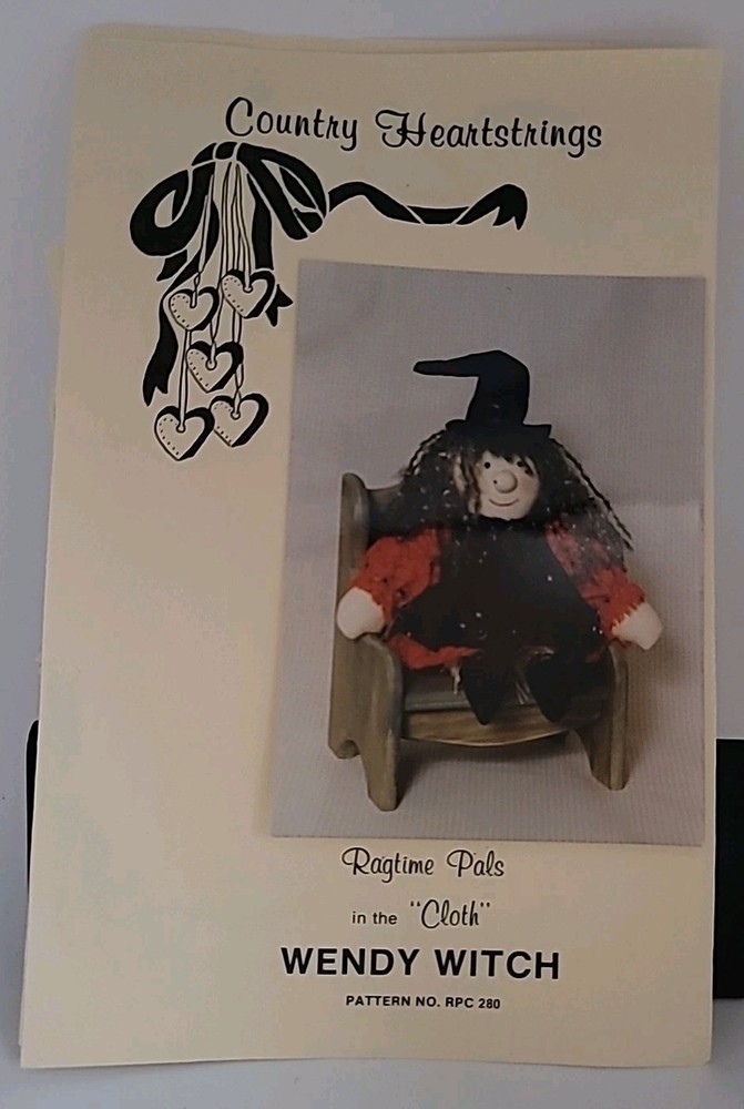 Country Heartstrings Pattern #280 Ragtime Pals WENDY WITCH Doll Halloween EUC