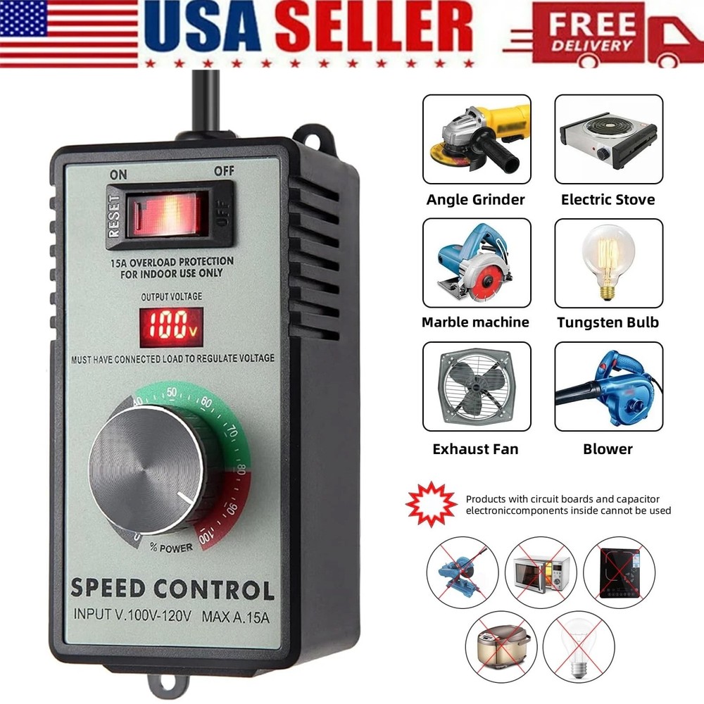 4000W AC Motor Speed Controller 110-120V 15A Voltage Regulator Variable Switch
