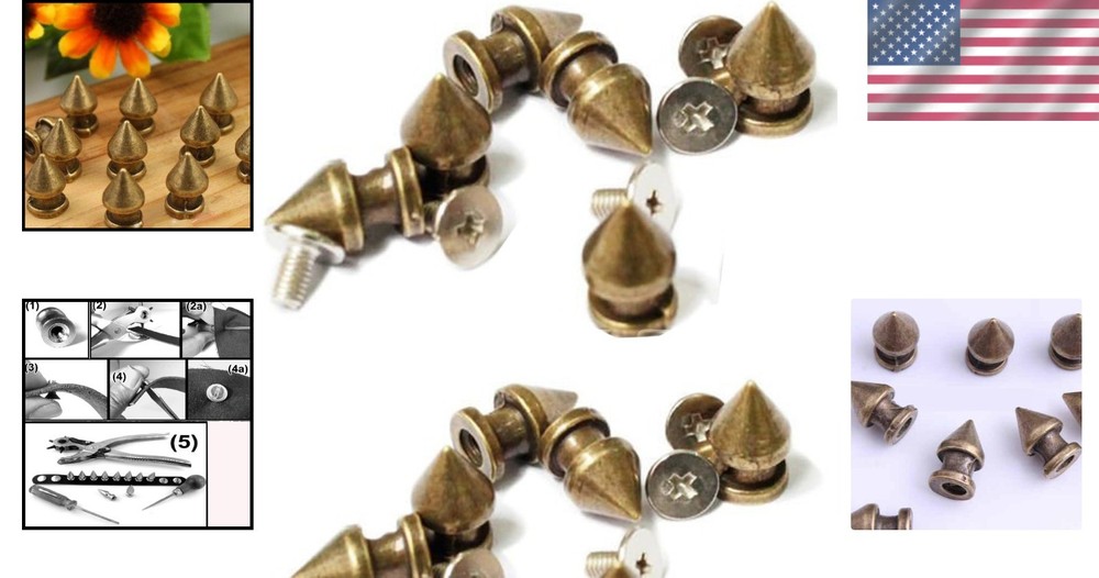 100pc 12mm Bronze Alloy Tree Spike Studs for Custom Leather Goods