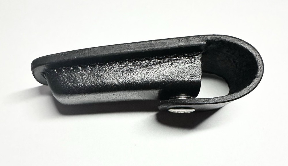 FOLDING POCKET KNIFE SHEATH | 4" Black Genuine Leather Belt Loop Case