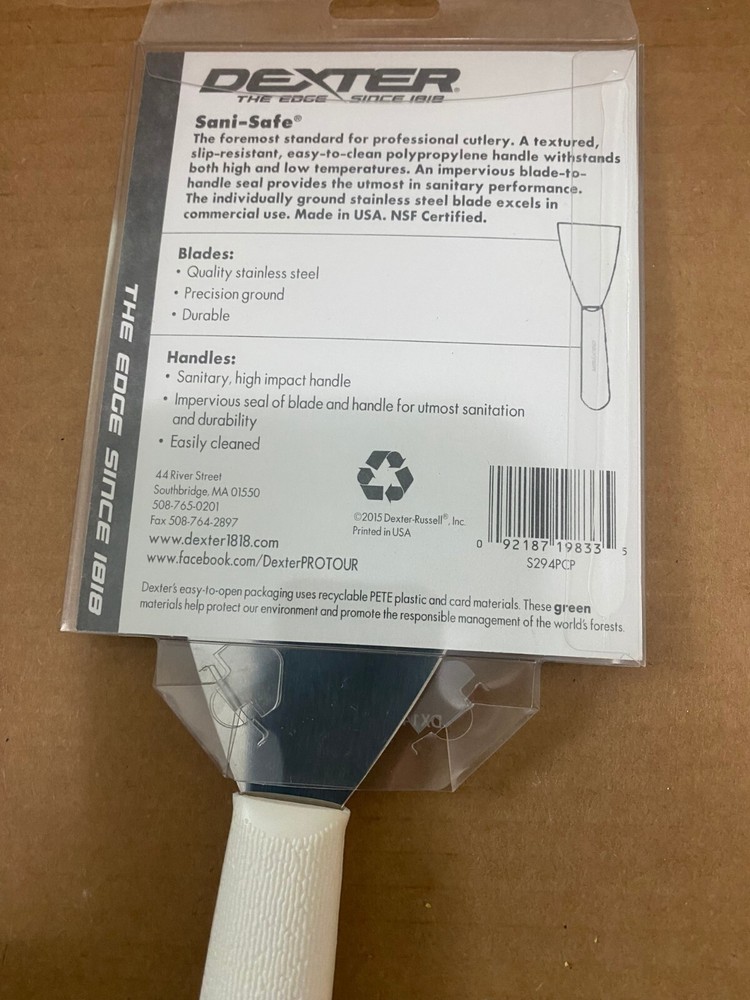 4" GRIDDLE SCRAPER WHITE HANDLE, SANI-SAFE NEW