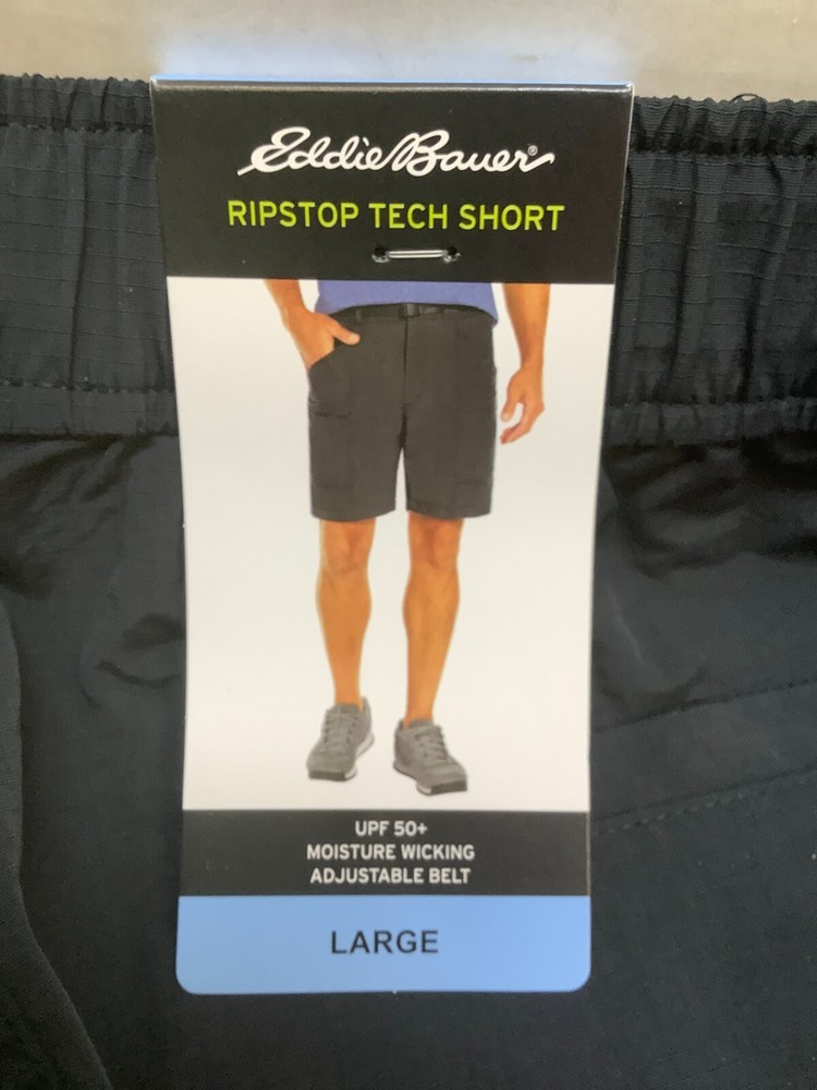 Eddie Bauer Men's Ripstop Tech Pull On Short, Large, Black, Free Shipping!!!