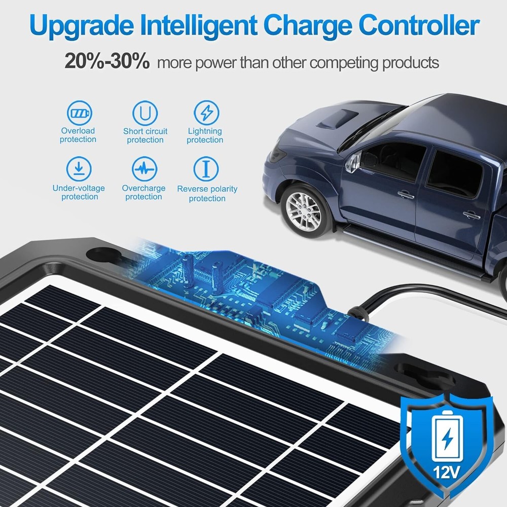 Intelligent 12V Solar Battery Maintainer - Versatile Charging Solution