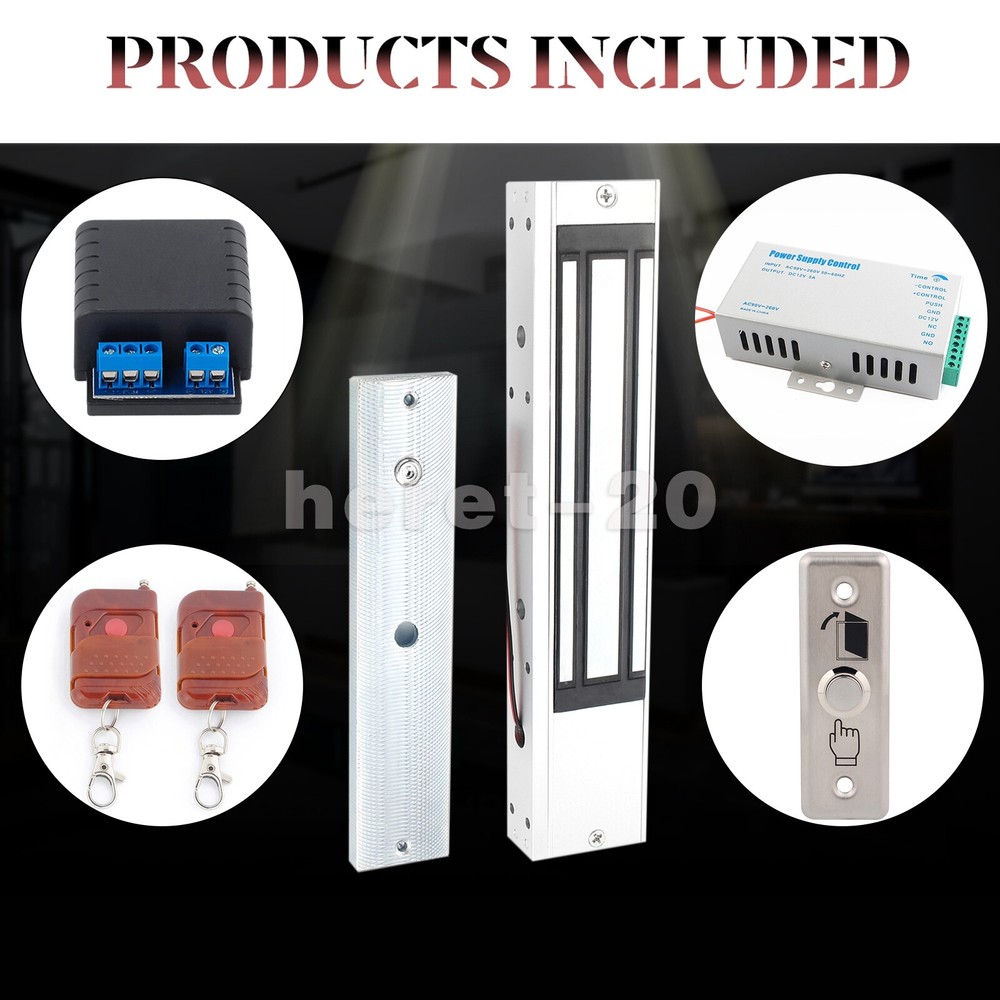 Door Access Control Kit 280kg/600lb Electric Magnetic Lock Entry Exit Kit 12V