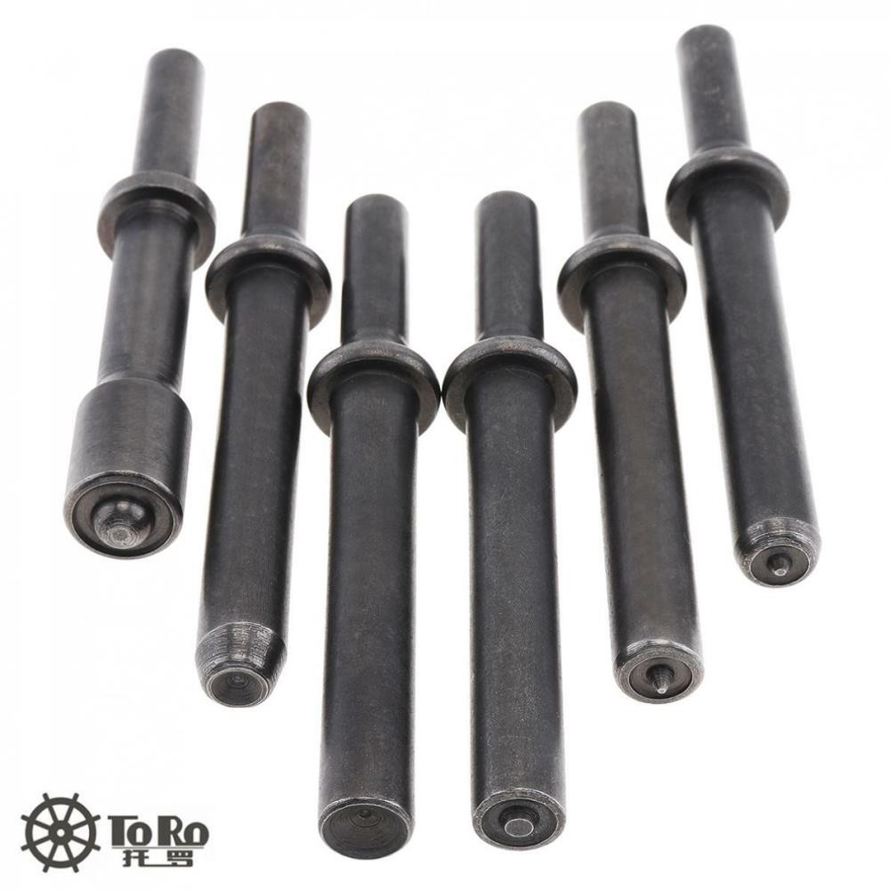 6pcs/set Hard 45# Steel Solid Air Rivet Impact Head Support Pneumatic Tool New