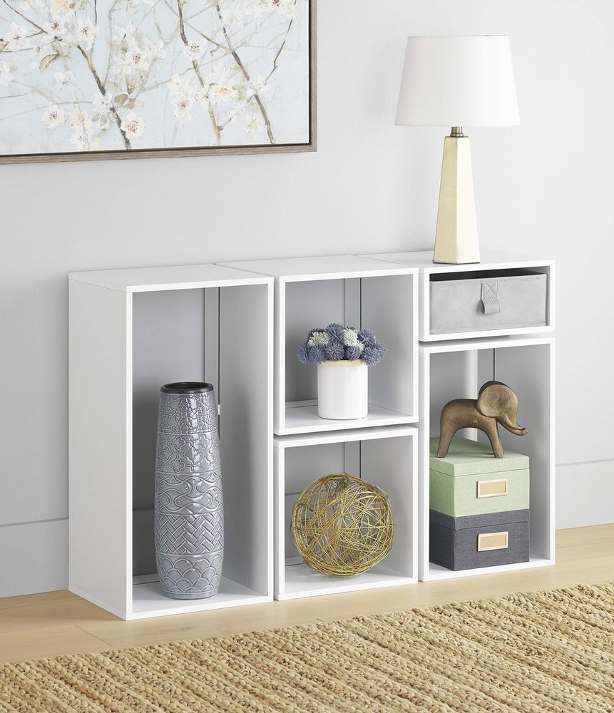Whitmor Clip & Cube 5-Piece Organizer, White Modern, Contemporary