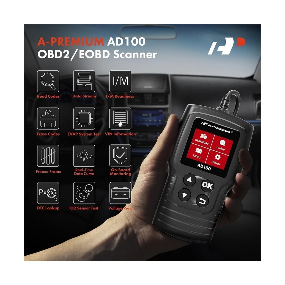 A-Premium AD100 Universal OBD2 Scanner Diagnostic Tool, Car Code Re... Fast Ship