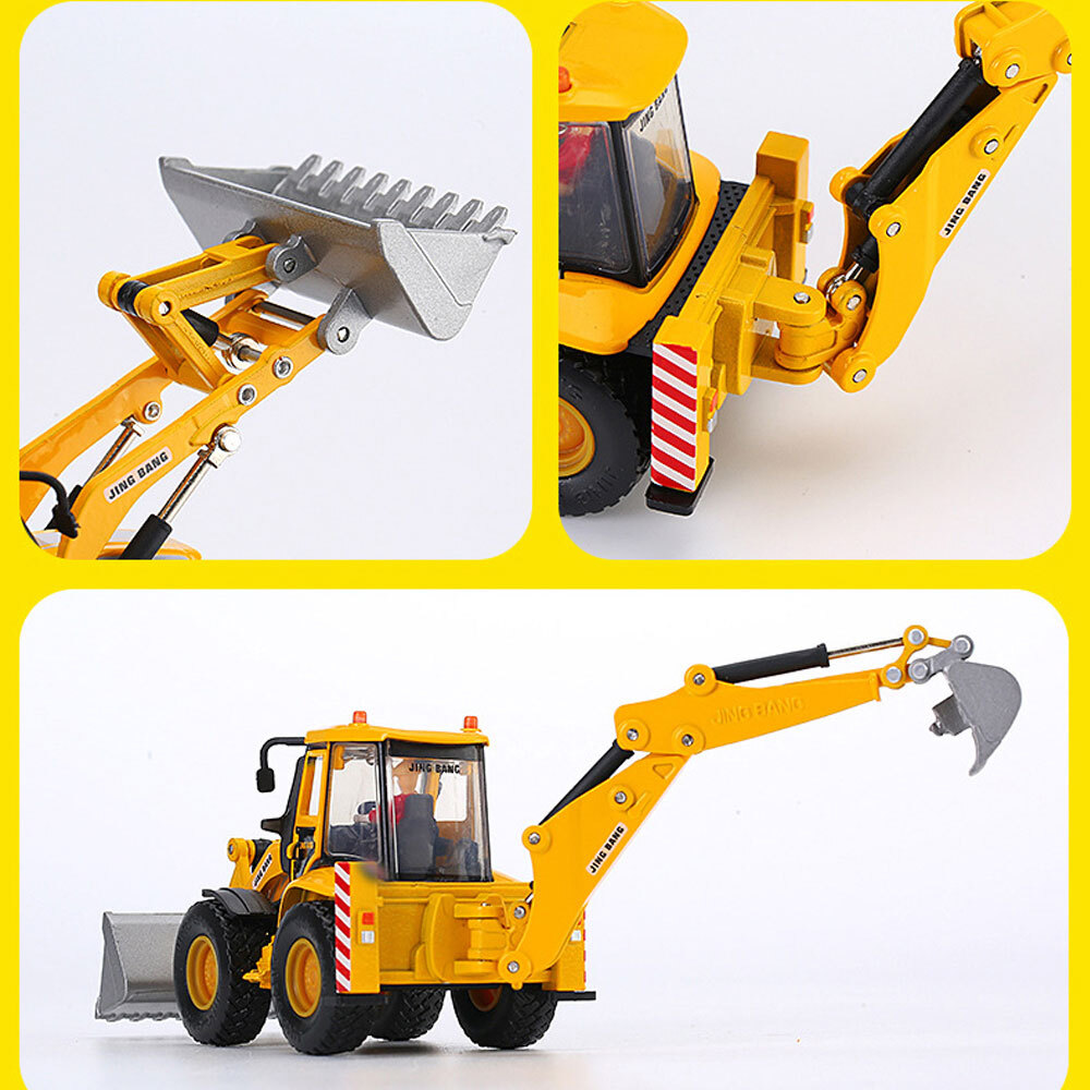 Backhoe Excavator Tractor Loader Model Toy Diecast Construction Vehicle Yellow