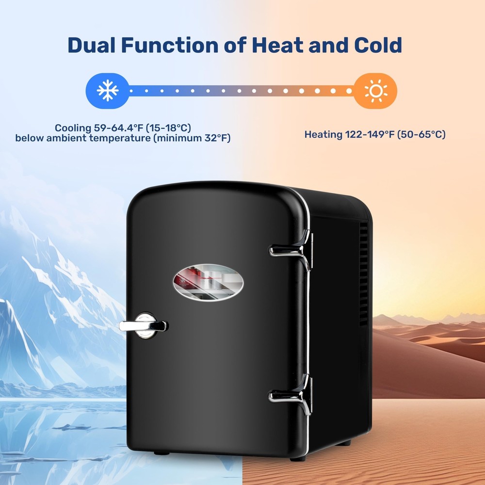 Compact 4L Mini Fridge: Portable & Space-Saving for Room/Office/Car (Black)