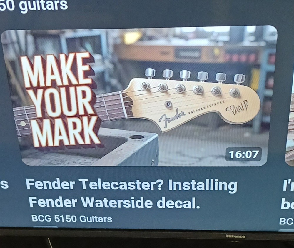 Fender Stratocaster "Transition" -1967 Waterslide Decal PRE-CUT LARGE