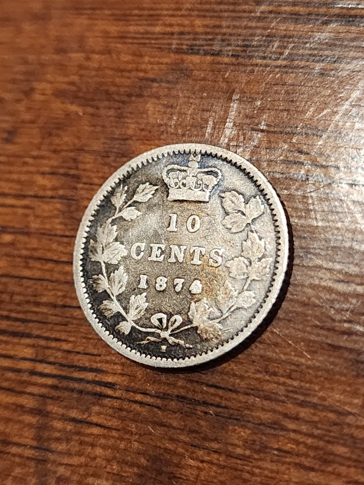 1874H Canada 10 Cents Silver Coin
