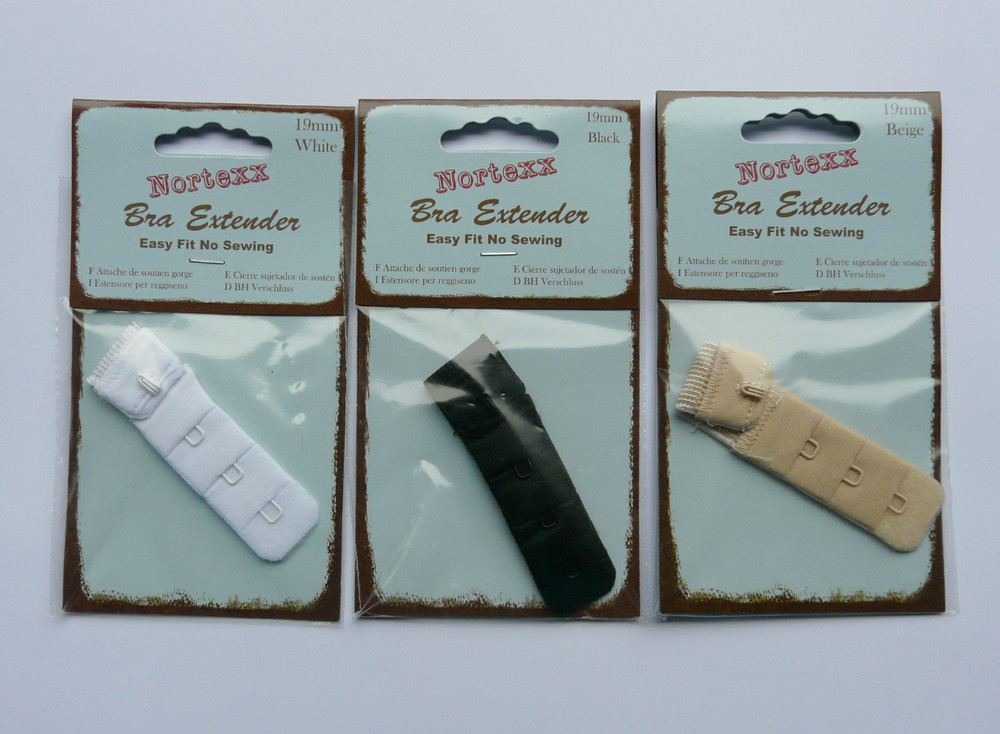 NEW NORTEXX BRA EXTENDER WHITE BLACK OR BEIGE 1 HOOK 19MM