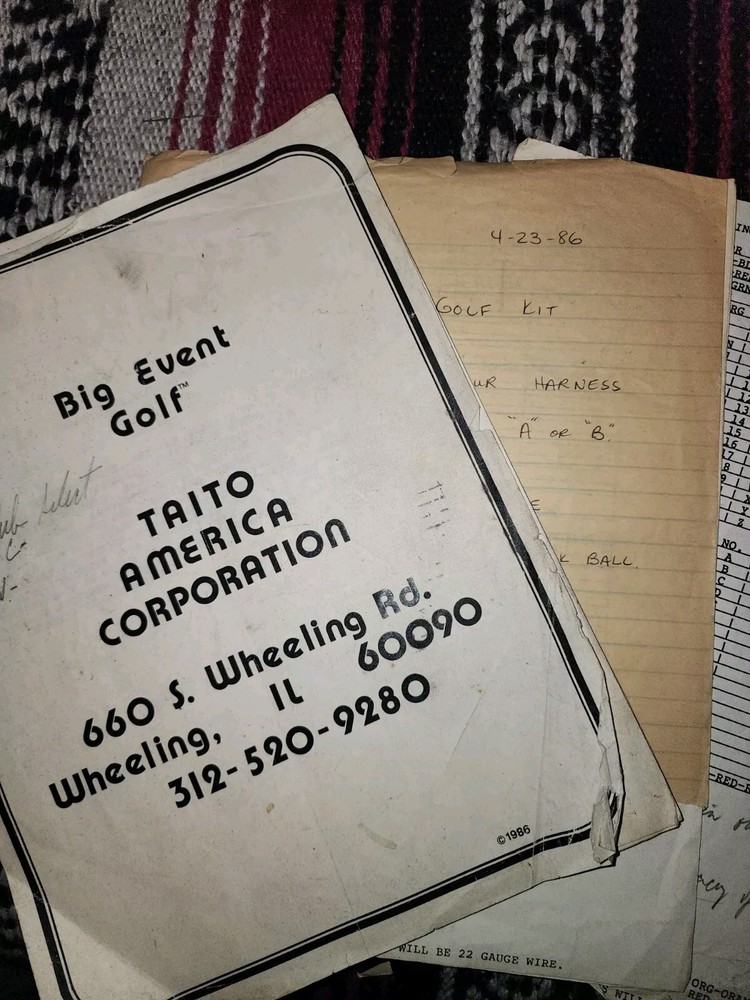 Big Event Golf Arcade Manual + Paperwork Taito