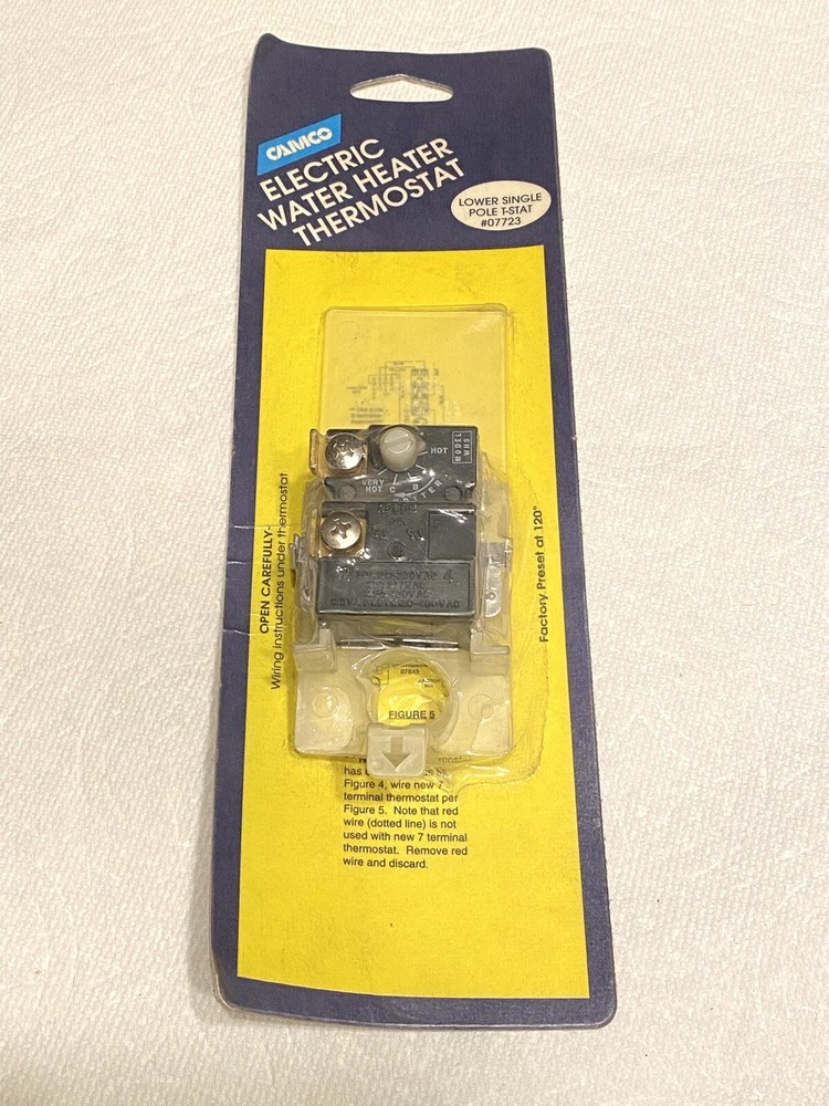 NEW Camco Water Heater Thermostat, Lower Single Pole T-STAT # 07723
