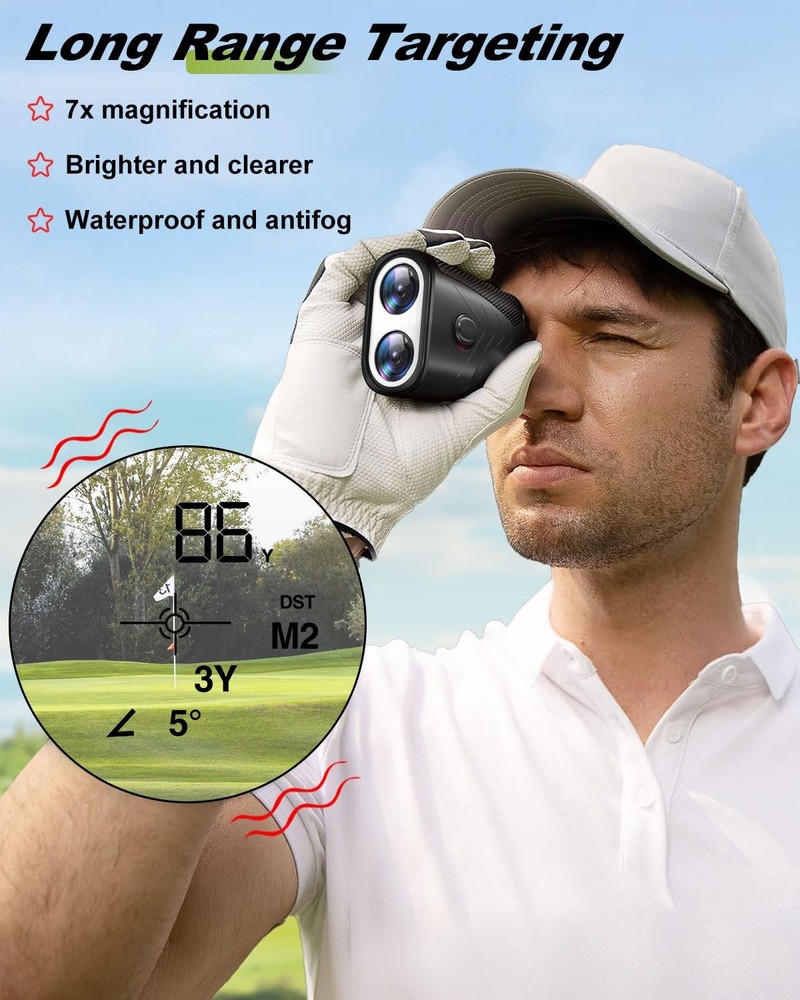 1200 Yards Range Finder Golf, 7X Magnification Golf Rangefinder with Black
