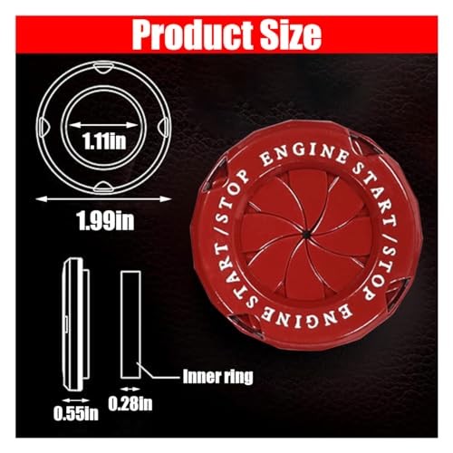 Car Push Start Stop Button Protector, Rotary Ignition Cover - Classic - Red