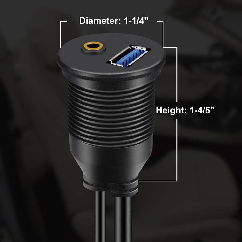USB 3.0 & 3.5Mm Car Mount Flush Cable, 3Ft