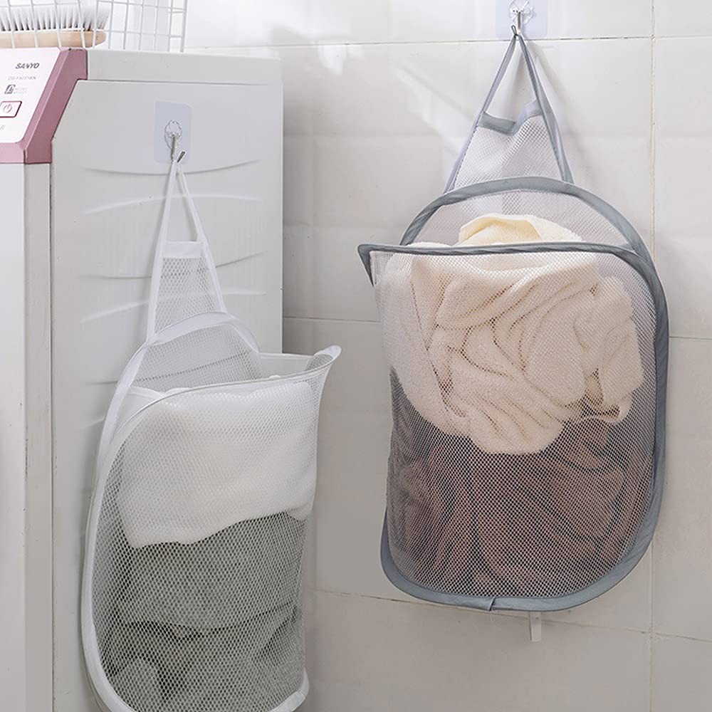 Mesh Collapsible Small Wall Laundry Baskets，Hanging Laundry Hamper，for Hotel,...
