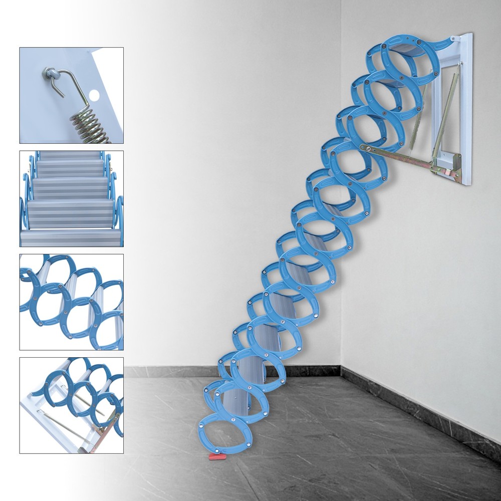 10.17ft Height Attic Ladder Loft Steps Stairs Ladder Folding Pull Down Stairs