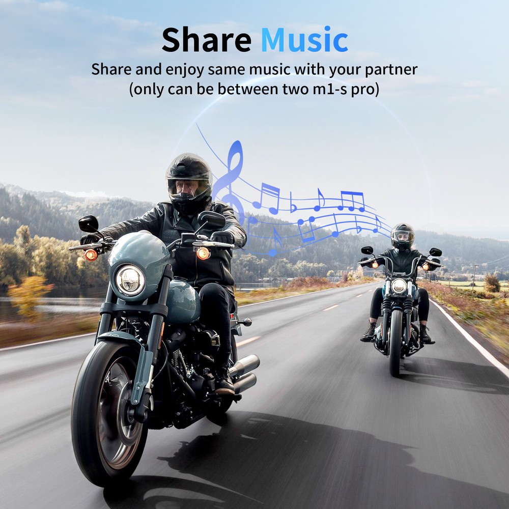 2x M1-S Pro Motorcycle Intercom 2000m 8 Riders Bluetooth Helmet Headset + Mic