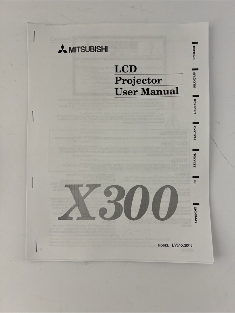 MITSUBISHI X300 LCD Projector User Manual, Cables Tested & Working