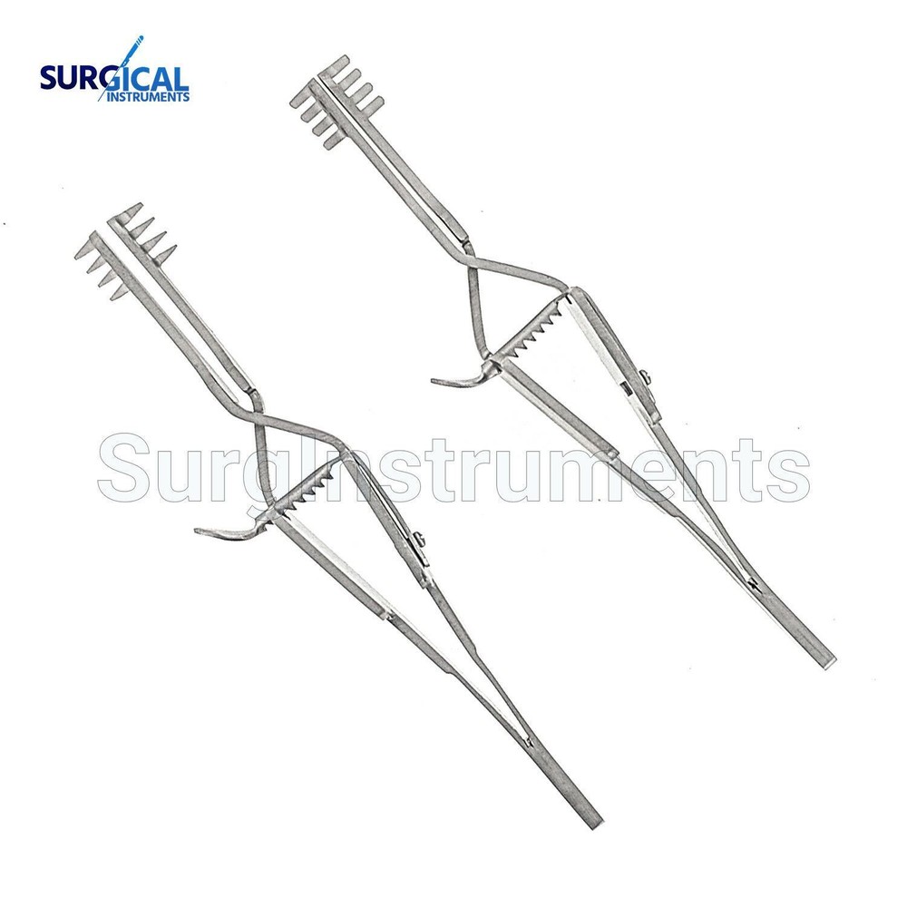 2 Pcs Automatic (Cross Action) Skin Retractor 4" Blunt & Sharp German Grade