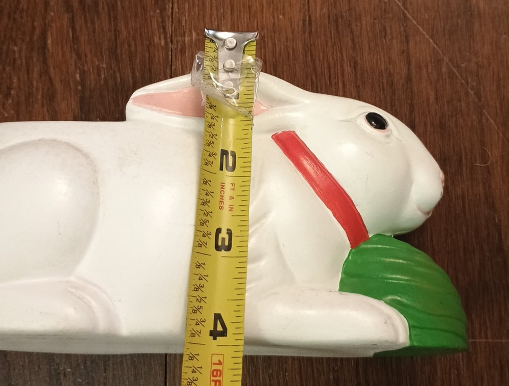 Vtg Hand Painted White 3D Rabbit w Cabbage Tulips Easter Spring Ceramic Planter