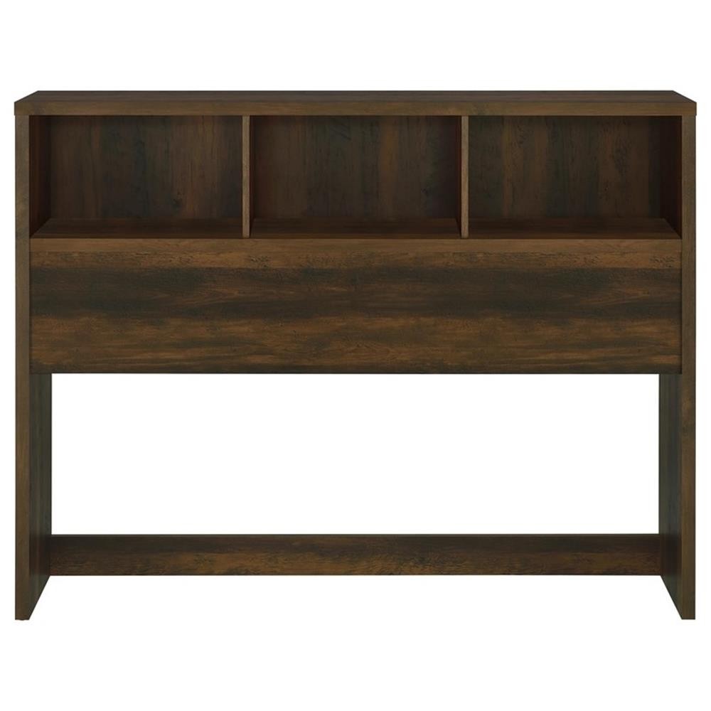 Pemberly Row Transitional 49" Wood Queen Bookcase Headboard in Dark Pine