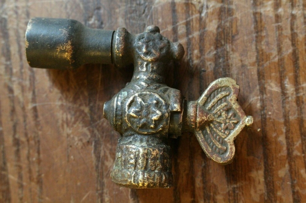 Small Ornate Brass Shut Off Valve