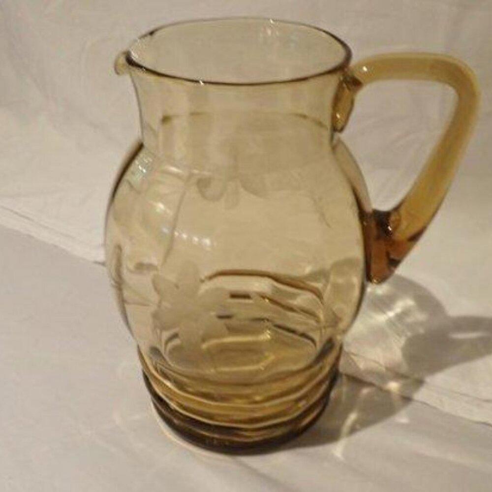 Amber cornflower pattern glass picture
