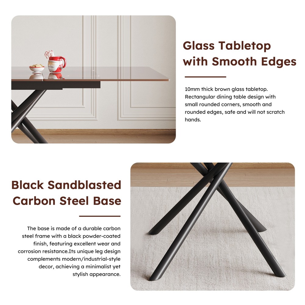 59-inch Modern Rectangle Expandable Dining Table with Retractable Leaf, Black